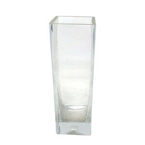 Clear Rectangular Glass Vase 10 Inch Tall Modern Minimalist Design
